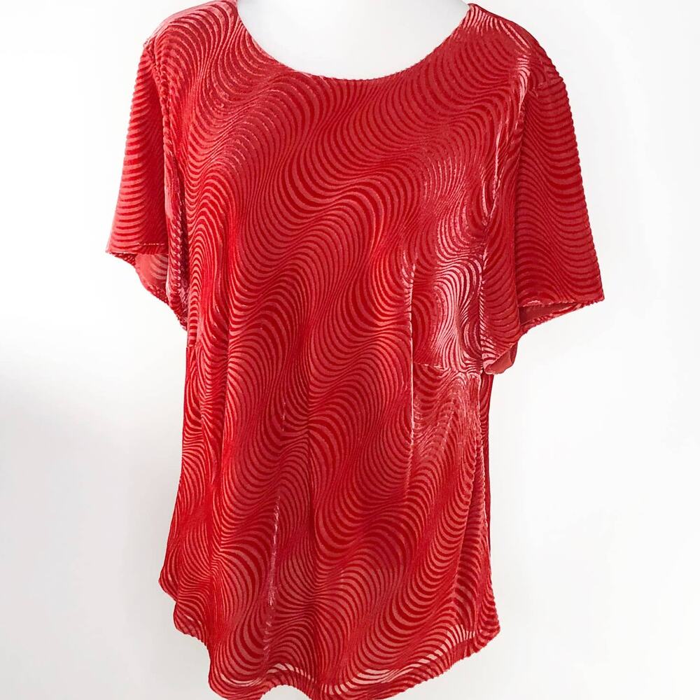 Talbots Womens Top Silk Blend Top 10W Orange Short Sleeve Soft Flowy